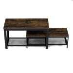 Botník 2 police, MDF dekor staré dřevo, kov - černý matný lak