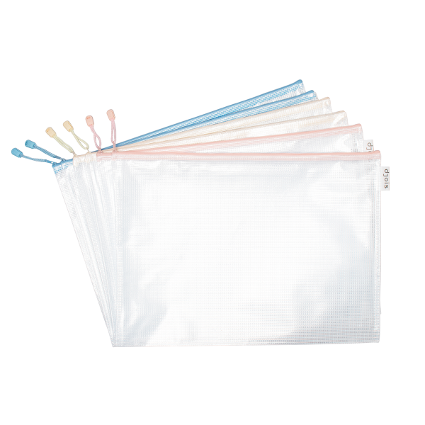 Djois obálka se zipem, A3, PVC, mix pastelových barev, 6 ks