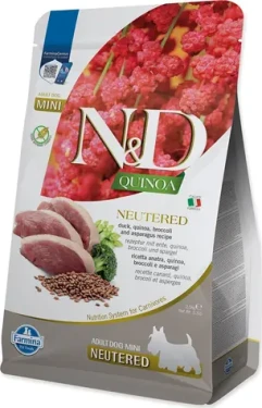 Farmina ND Quinoa Dog Neutered Adult Mini kachna 2,5 kg / Granule pro psy / brokolice chřest (L4-38630)