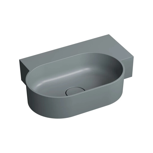 OMNIRES - OVO M+ umyvadlo na desku/závěsné - pravé, 55 x 38 cm, ash grey mat; OVO555UWPAG