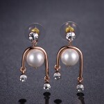 Náušnice s perlou a Swarovski krystaly Barbara, Bílá/čirá
