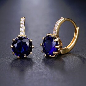 Náušnice Swarovski Elements Bernadette Gold Sapphire, Tmavě modrá