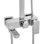 Erga Cube, sprchová souprava s pákovou baterií, vanovou výlevkou a dešťovou hlavicí 30x30cm, chromová, ERG-YKA-BP.CUBE-30-CHR