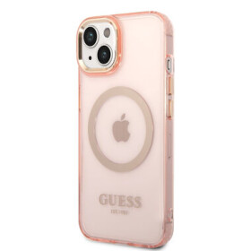 Pouzdro Guess Translucent MagSafe Kompatibilní iPhone 14 Plus růžové