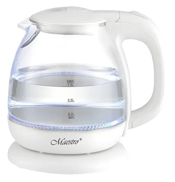 Maestro MR-055 bílá / Rychlovarná konvice / 1100 W / 1 l / sklo (MR-055-WHITE)
