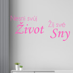 Samolepka Nesni svůj život žij své sny Barva: růžová, Velikost: 40 x 18 cm