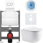 CERANO - Kompletní WC set Basic/Felci - bílá lesklá - WC tlačítko Dualo/Bílá - ovládání shora - předstěnová instalace - 53x37 CER-8050BD86060