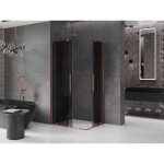 MEXEN/S - Velar Duo sprchový kout, posuvné dveře 100 x 90, grafit, růžové zlato 871-100-090-42-60