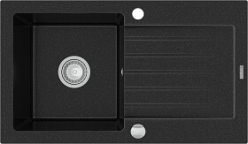 MEXEN Pablo granitový dřez odkapávačem 752x436 mm, černá stříbrná metalíza 6510751010-73