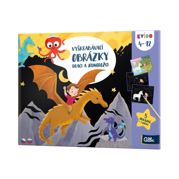Vyškrabávací obrázky: Draci a jednorožci - Kvído - Albi