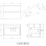 CERANO - Koupelnová skříňka Velora - bílá matná, úchytka zlatá + deska pod umyvadlo Navira Pro - 36 mm - 70x56,6x46,5 CER-668555