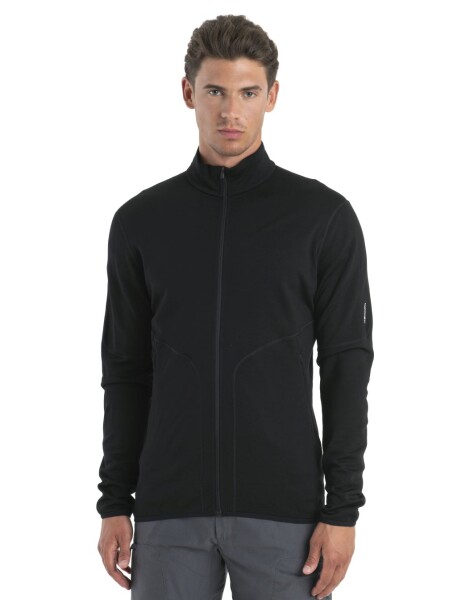 Pánská merino mikina ICEBREAKER Mens 560 Realfleece Elemental II LS Zip, Black velikost: S