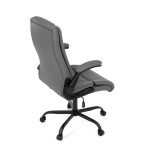 Křeslo kancelářské, šedá ekokůže, kovový kříž, kolečka na tvrdé podlahy