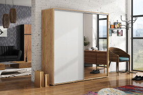 Šatní skříň Ska A20 Barva korpusu: Dub - Craft zlatý, Rozměry: 100 cm, Dveře: Bílé