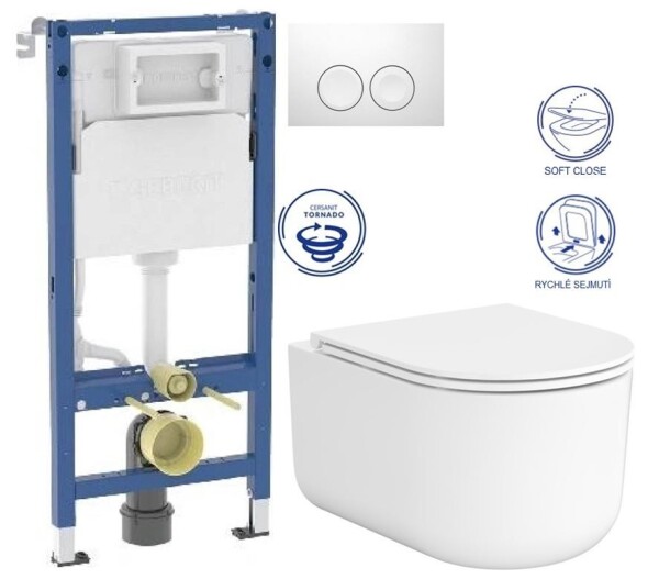 GEBERIT DuofixBasic s bílým tlačítkem DELTA21 + WC CERSANIT INTRO PRO OVAL /VÍROVÉ SPLACH/+ SEDÁTKO 458.103.00.2 21BI IR1