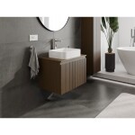MEXEN/S - Rivel koupelnová skříňka pod umyvadlo 70 cm s deskou, 1 šuplík, reliéf , ořech 91A20-07047-1-BFC86