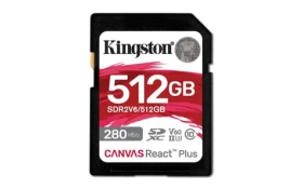 Kingston Canvas React Plus V60 SD 512GB / UHS-II / V60 / U3 / Class 10 (SDR2V6/512GB)