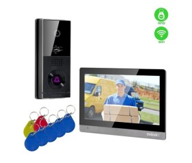 EVOLVEO DoorPhone AHD10, Sada domácího WiFi videotelefonu s ovládáním dveří a RFID, černo stříbrný 10" monitor, 32GB EDF_547183
