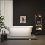 Erga Norah, volně stojící vana ke stěně 140x72 cm + odtoková zátka, bílá lesklá, ERG-NORAH-140072-WH-WH
