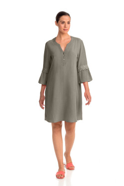 Vamp Pohodlné jednobarevné dámské šaty 14444 Vamp green sage