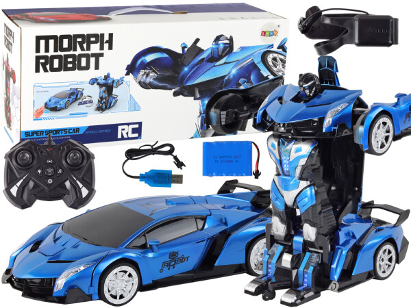 Mamido Auto Robot Transformers 2v1 na dálkové ovládání RC 1:10 modrá