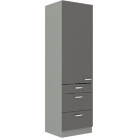 Vysoká skříňka 60 DKS-210 3S 1F - Premium box Barva korpusu: Šedá, Barva dvířek: Šedý lesk (Šedá)