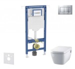 GEBERIT - Duofix Set předstěnové instalace, klozetu a sedátka Tece One, tlačítka Sigma30, Rimless, SoftClose, matný chrom/chrom SANI11CT2101