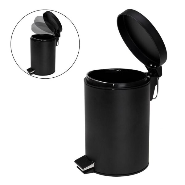 Erga Labi, kulatý odpadkový koš 3l na postavení, Soft-Close zavírání, černá matná, ERG-YKA-CH.LABI-SC-BLK