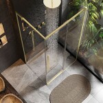 REA/S - Sprchový kout SOLAR - zlatý Brush 90x90 Se sprchovou vaničkou Savoy black KPL-96019