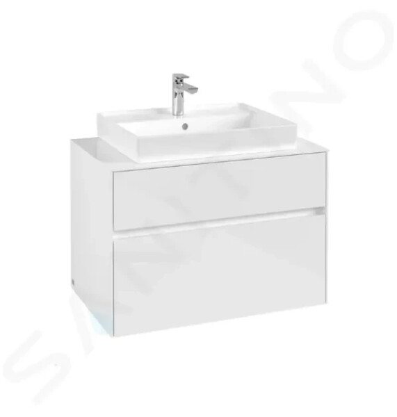 VILLEROY & BOCH - Collaro Umyvadlová skříňka, 800x548x500 mm, 2 zásuvky, Glossy White C08000DH