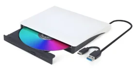 Gembird DVD-USB-031-BW černobílá / Externí DVD/CD mechanika / USB-A + USB-C (DVD-USB-031-BW)