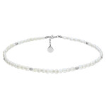 Perlový choker náhrdelník Zarina - chirurgická ocel, sladkovodní perla, Stříbrná 40 cm + 3 cm (prodloužení)