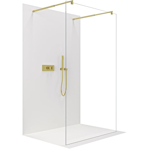 CERANO Sprchová zástěna Walk-in Onyx Duo L/P - 8 mm - kulatá vzpěra - zlatá, transparentní sklo - 150x200 cm