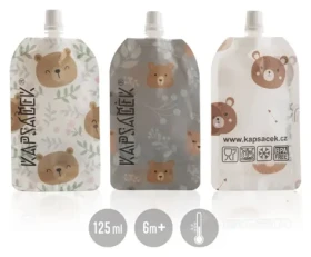 Kapsáček Plnitelná kapsička na jídlo 3 ks / Kapsička na krmení / znovu plnitelná / 125 ml (PK-3KS)