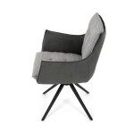 Židle jídelní, šedá látka, 360° vratný mechanismus, černý kov