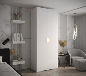 Šatní skříň Abi Inova 4 Rozměry: 100 cm, Pásky / úchyty: Zlatý, Barva korpusu + barva dveří: Bílá