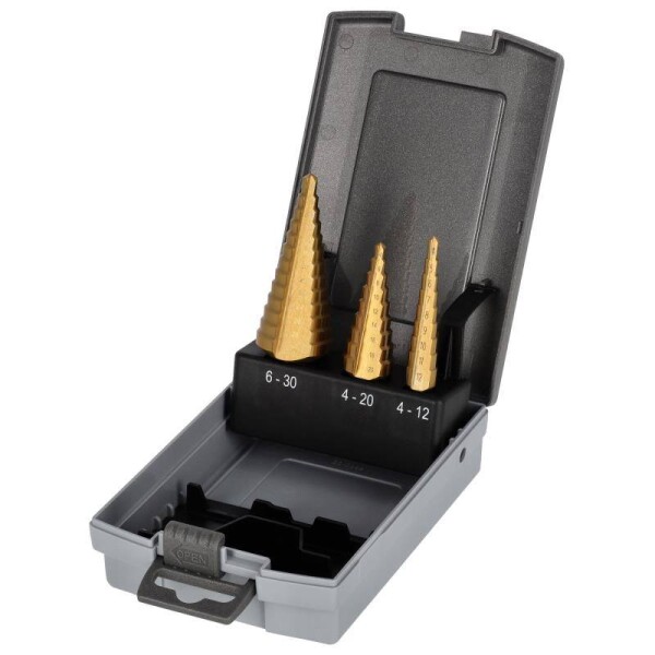 Vrták stupňovitý HSS RP, STALCO PERFECT, set 3 ks