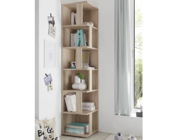 Rohový regál s přihrádkami Corner Shelf, dub sonoma