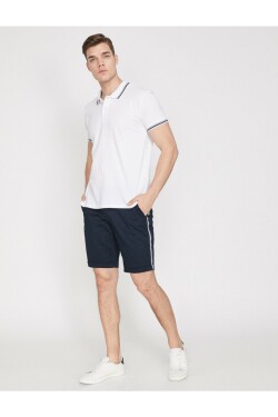 Koton Men's Navy Blue Normal Waist Shorts with Pocket Detail.