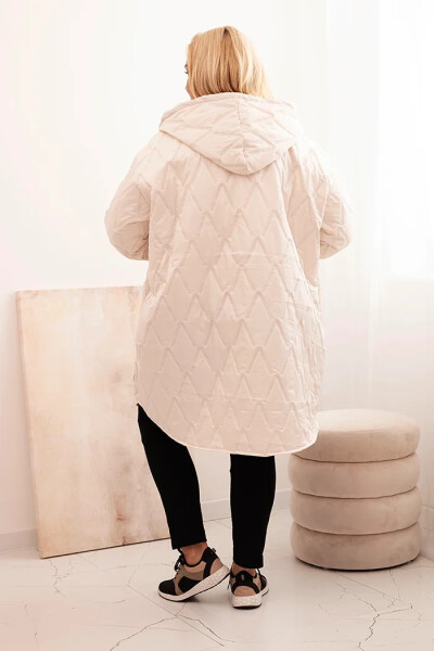 Dámská bunda Plus Size prošívaná s kapucí a nápisem HOPE světlé béžové UNI