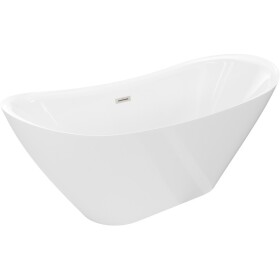 MEXEN/S - Lotos volně stojící vana 150 x 75, bílá, sifon a přepad nikl kartáčovaný 52051507700-97