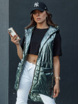 Dámská prošívaná dlouhá vesta s kapucí JESS zelená FashionStreet TY4454 L