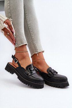 Dámské sandály na ploché podrážce s ozdobou Černé D&A MR38-656 39