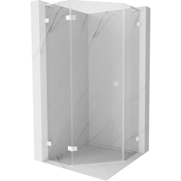 MEXEN/S - Lunar L sprchový kout pětiboký křídlový levá 80 x 80, transparent, bílá 831L-080L-080P-20-00-L