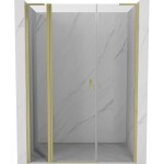 MEXEN/S - Mist L sprchové dveře křídlové 135, transparent, zlatá kartáčovaná 8A4L-135-001-55-00