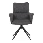 Židle jídelní, šedá látka, 360° vratný mechanismus, černý kov