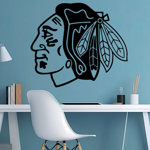 Samolepka Hokejový tým Chicago Blackhawks Barva: černá, Velikost: 40 x 34 cm