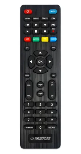 Esperanza EV107R černá / Digitální tuner / DVB-T2 kabelový / H.265 (HEVC) / HDMI / USB (EV107R)