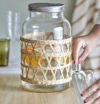 Bloomingville Nádoba na limonádu Manna Glass/Nature 5,5 l, čirá barva, přírodní barva, sklo