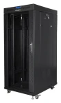 Lanberg 27U 19" černý / Stojanový rozvaděč / 600x800 mm / Flat pack / Skleněné dveře / LCD (FF01-6827-12BL)